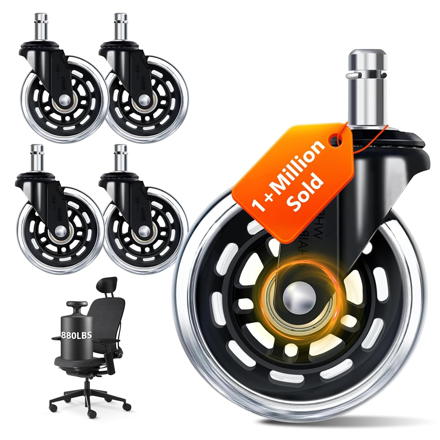 Office Furniture Solutions - 3 inch bureaustoelwielen set van 5,