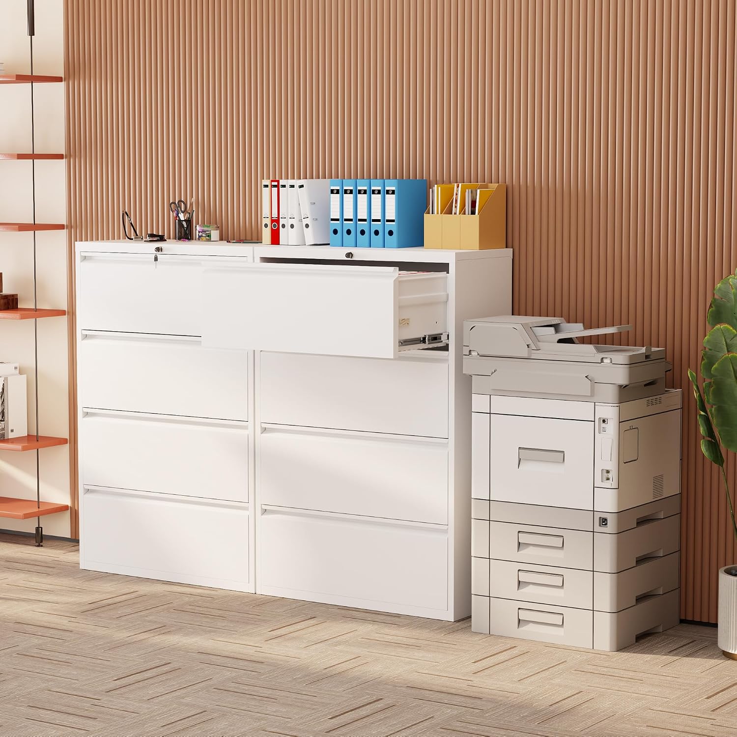 File Cabinet Lateral - Witte zijdelingse archiefkast met 4 laden