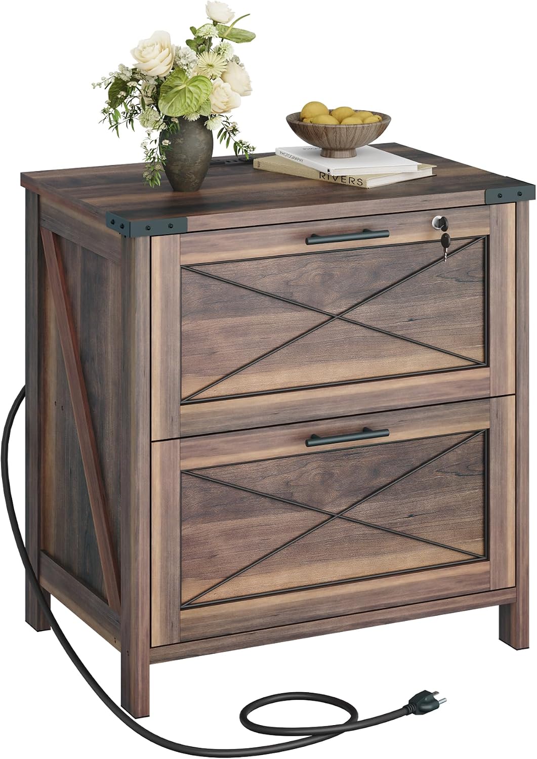File Cabinet Lateral - Houten zijarchiefkast, archiefkast met 2 laden,