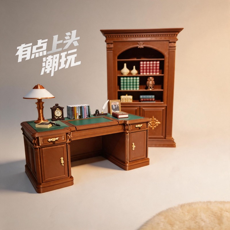 Office Furniture Solutions - Originele 1/12 miniatuur vintage bureaustoelset in