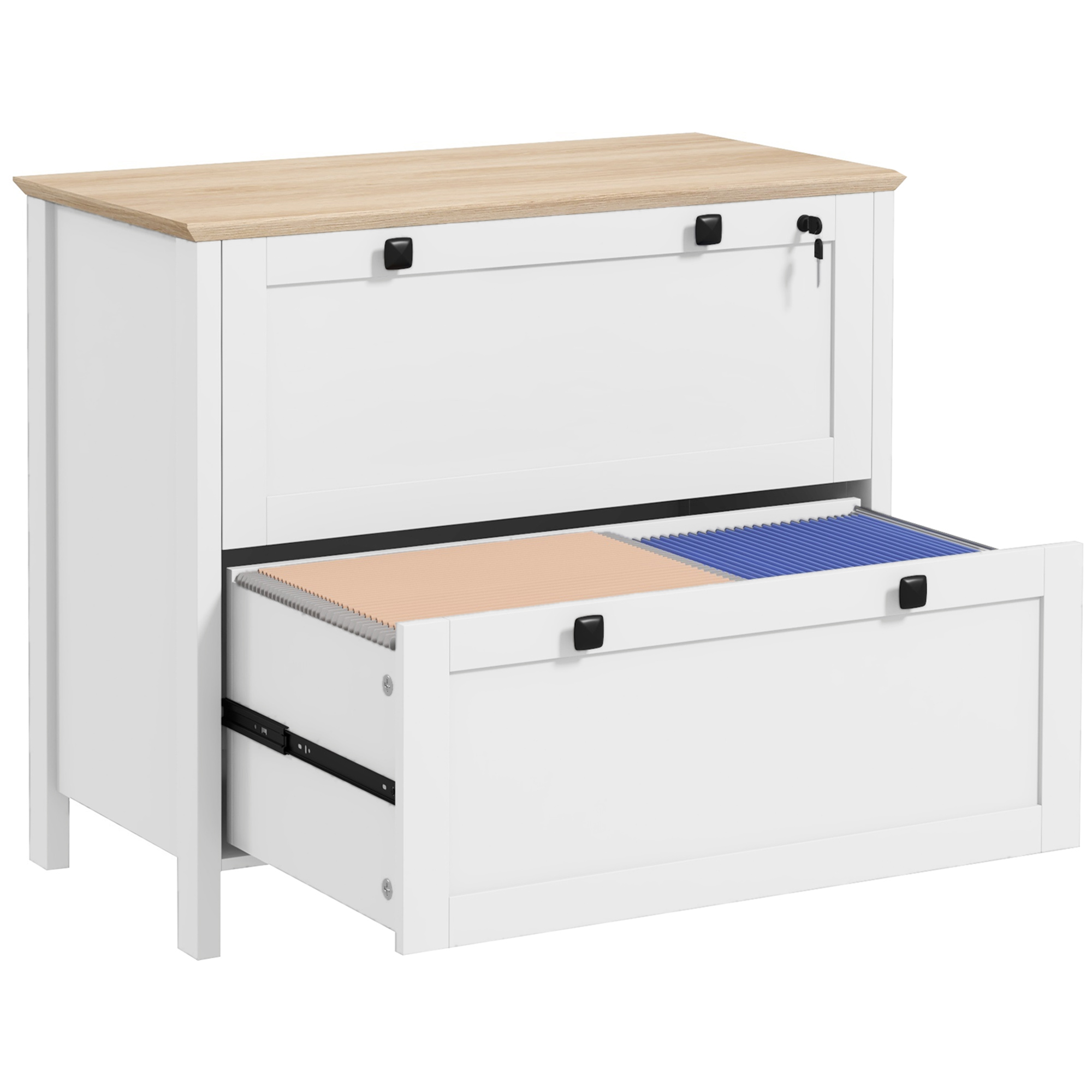 File Cabinet Lateral - Archiefkast met 2 laden en slot,