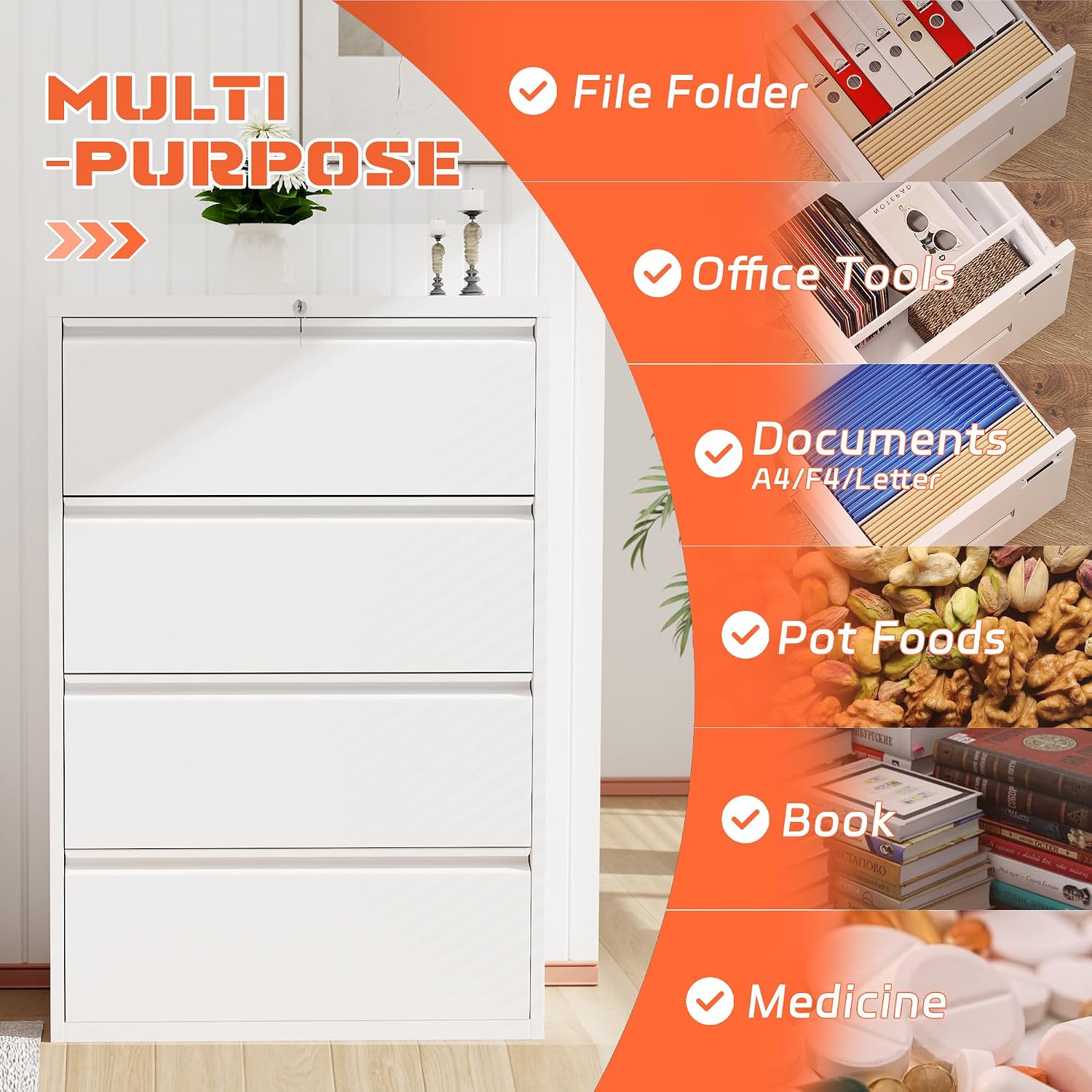 Witte zijdelingse archiefkast  - File Cabinet Lateral recensie en prijs