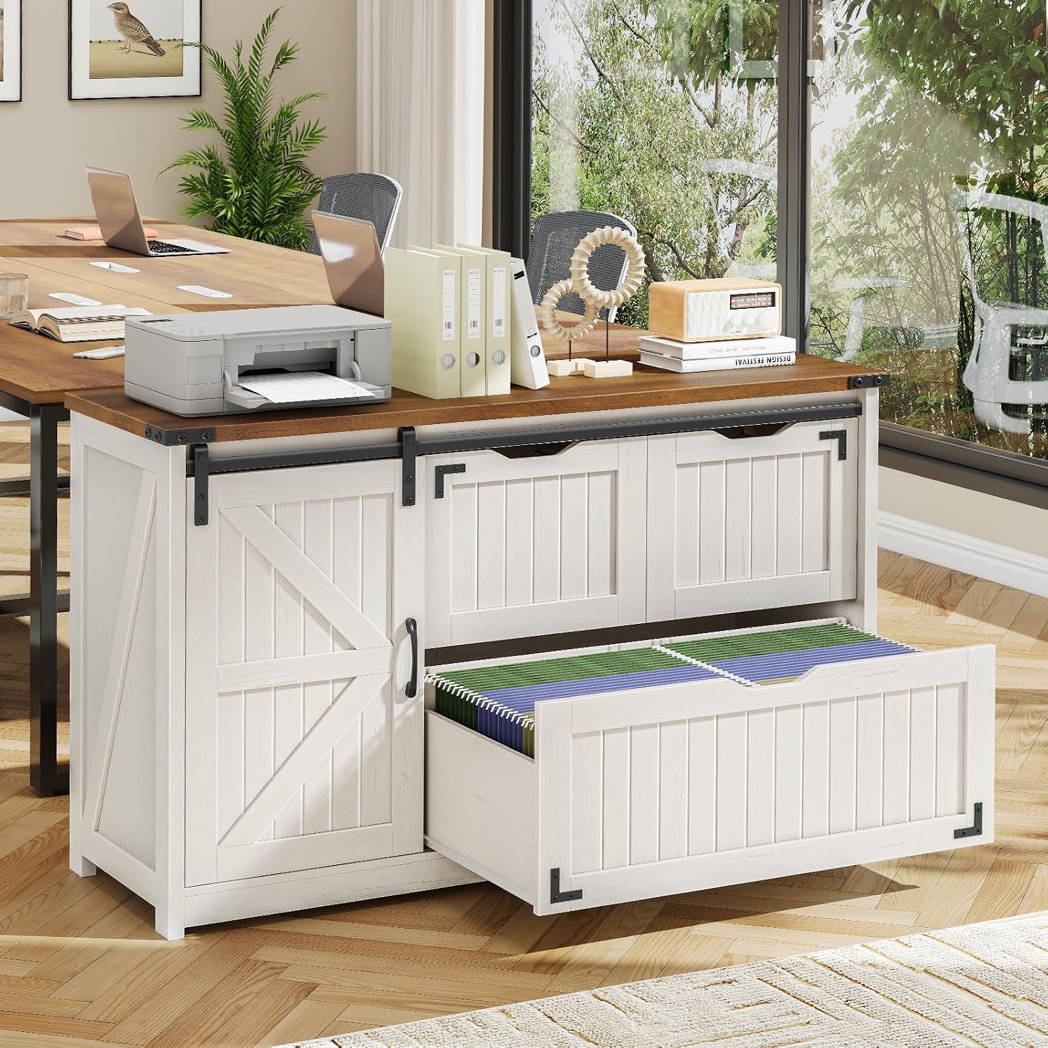 Off White 47,8 inch boerderij- - File Cabinet Lateral recensie en prijs