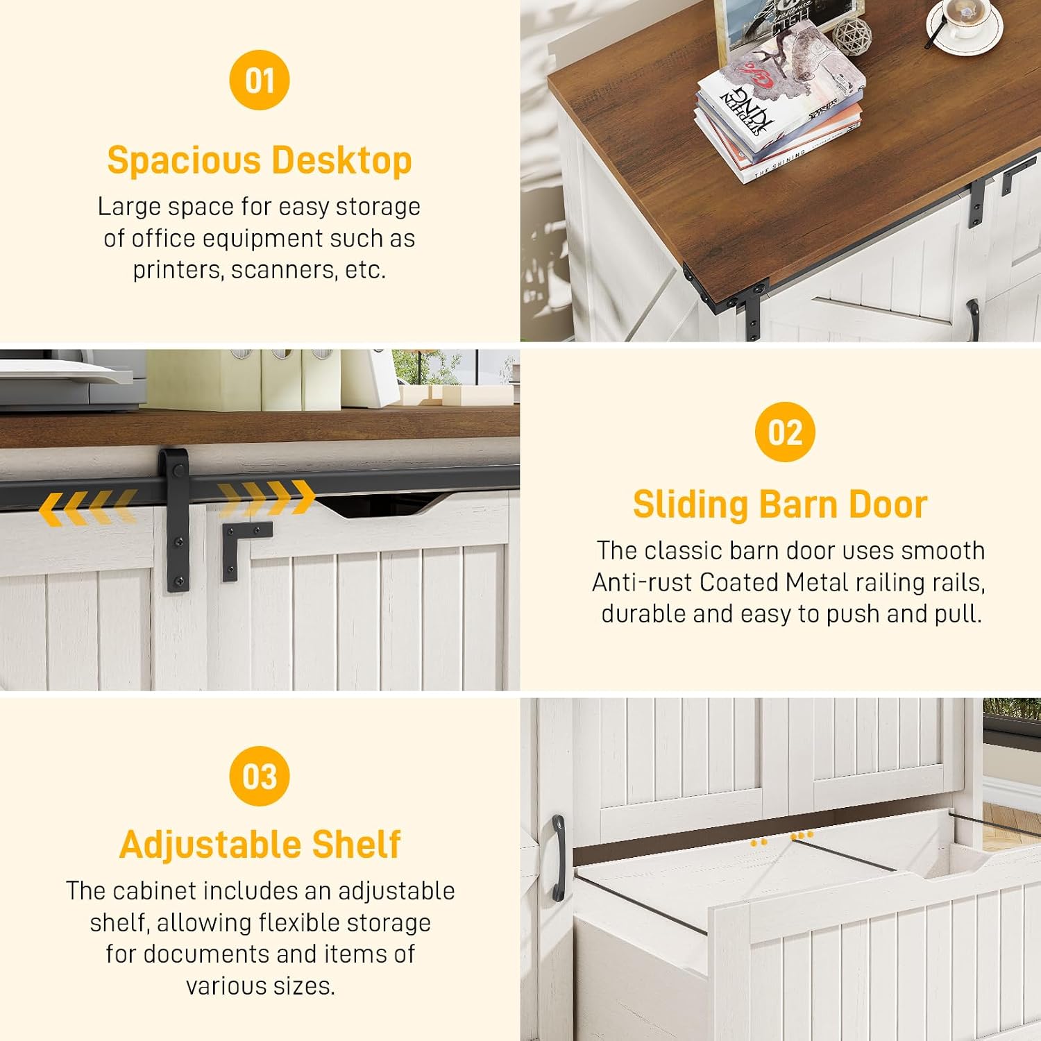 Off White 47,8 inch boerderij- - File Cabinet Lateral recensie en prijs